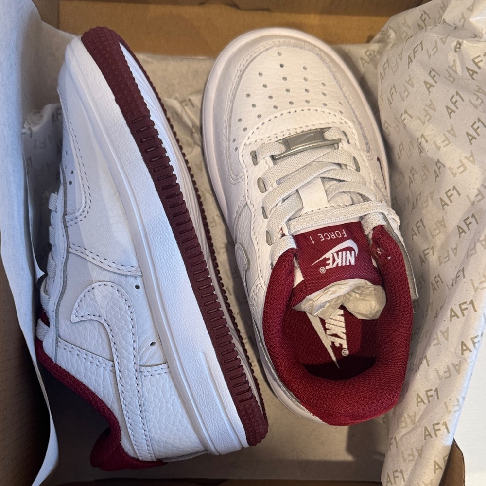 Nike Kids White and Maroon Sneakers